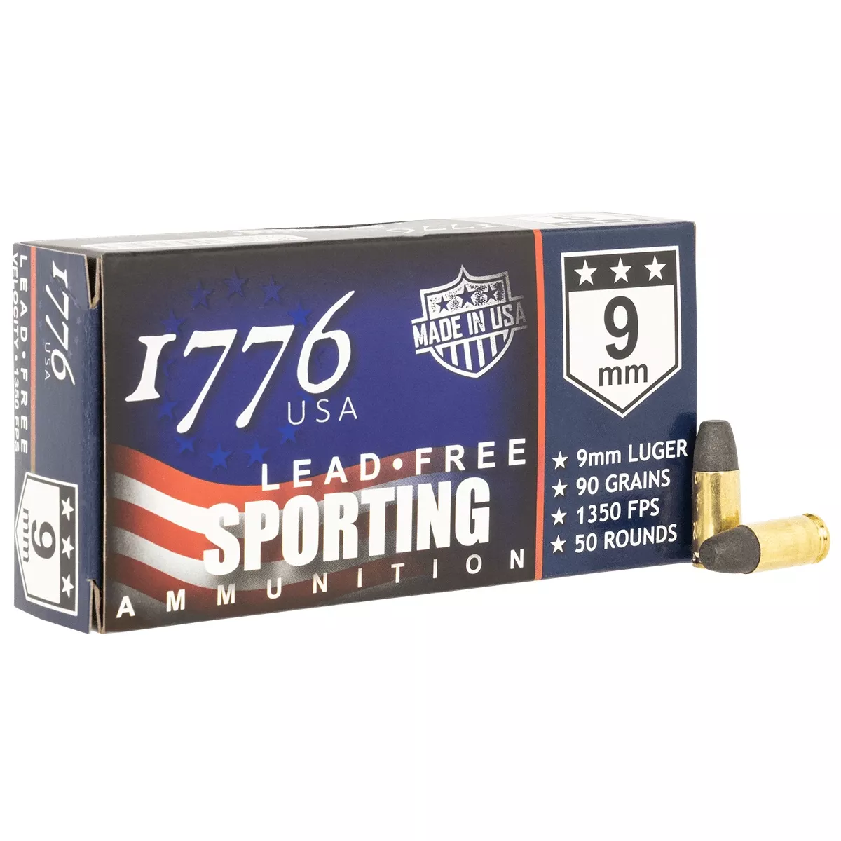 1776 USA Lead Free Sporting 9mm Luger 90 gr Lead Free Ball 50 Per Box