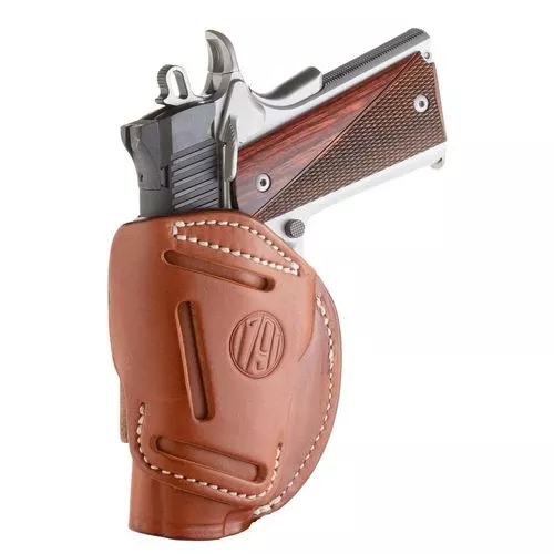 1791 Gunleather 4WH1CBRR 4-Way IWB/OWB 01 Classic Brown Leather Belt Clip Fits 3-4" Barrel 1911