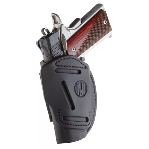 1791 Gunleather 4WH1SBLR 4-Way IWB/OWB 01 Stealth Black Leather Belt Clip Fits 3-4" Barrel 1911
