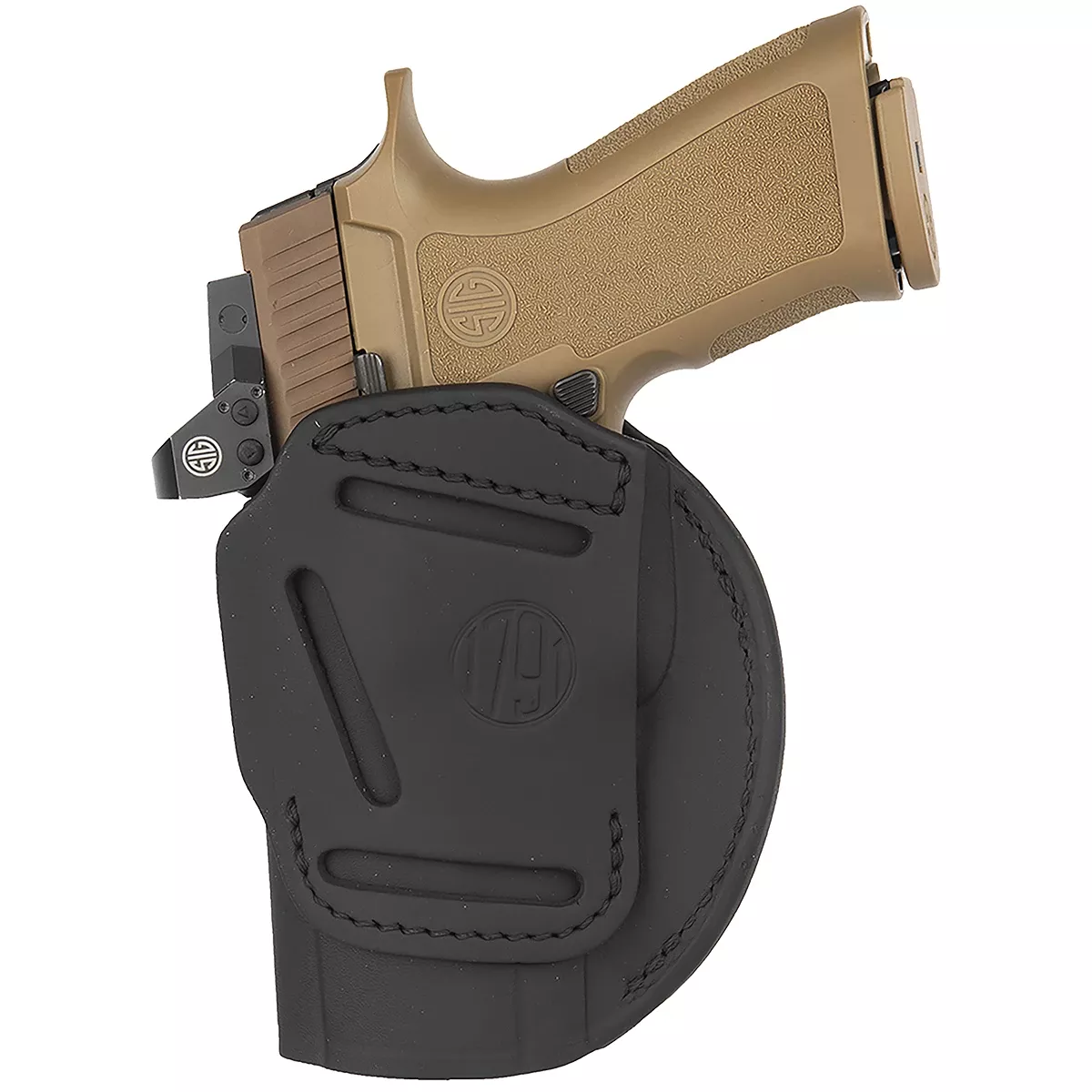 1791 Gunleather 4WH6SBLR 4-Way IWB/OWB Size 06 Black Leather Belt Clip Compatible w/ Springfield XDM/Glock 20 Right Hand
