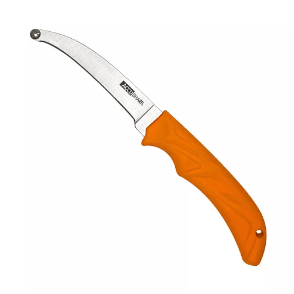 AccuSharp 734C AccuZip 4" Fixed Plain Stainless Steel/ Blade Blaze Orange Ergonomic Anti-Slip Rubber Handle