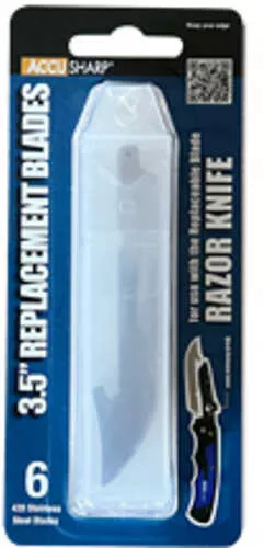 AccuSharp Razor Knife Replacement Blades Fixed Blade Knife (6)-5" Stainless Steel Blades Fits Replaceable Blade Razor Kn