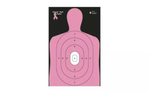 Action Target B-27E Shoot For The Cure Breast Cancer Pink Silhouette Cut Off Below Ring 7 23"x35" 100 Per Box