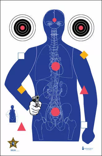 Action Target Inc SSO99100 SSO-99 Sarasota Sheriff's Office Hanging Paper 23" X 35" Silhouette/Vitals Multi 100 Per Box