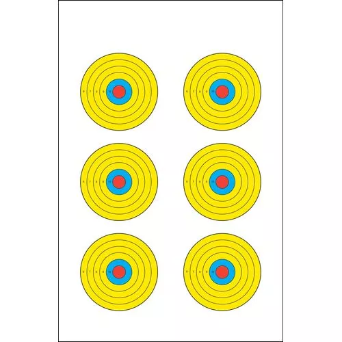 Action Target PRBE6100 High Visibility Fluorescent 6 Bull's-Eye Bullseye Paper Target 17.50" x 23" 100 Per Box