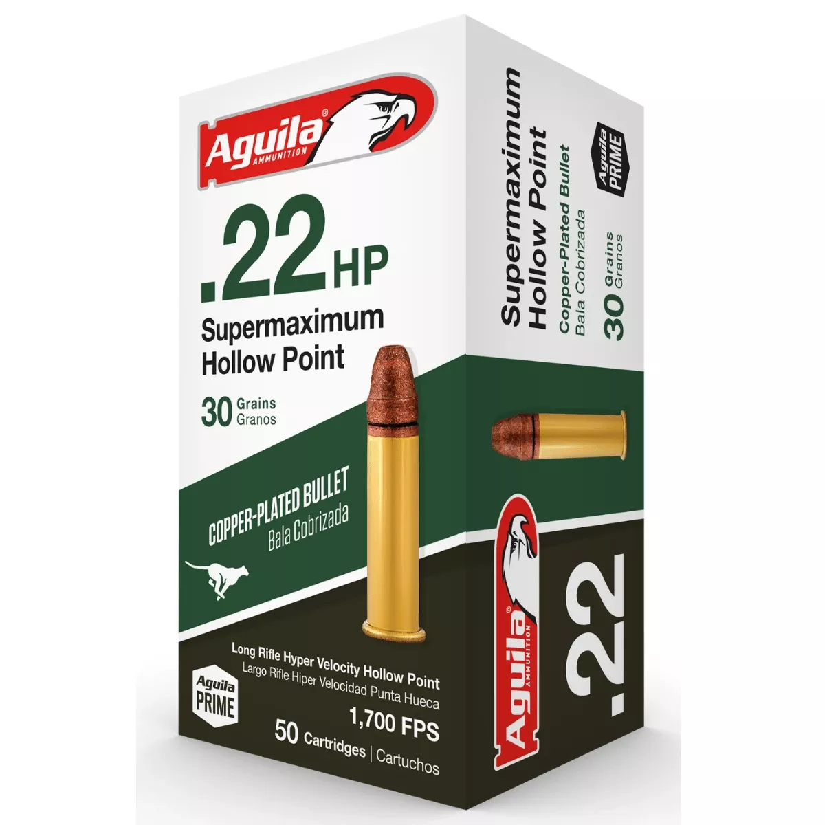Aguila 1B220297CPHP Supermaximum Rimfire 22 LR 30 gr Hollow Point 50 Per Box/ 20 Case