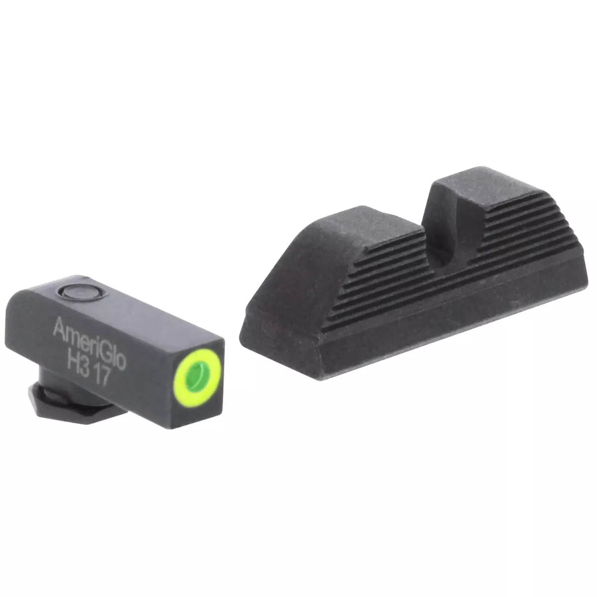 AmeriGlo GL354 Protector Sight Set for Glock Black | Green Tritium with Lumigreen Outline Front Sight Black Rear Sight