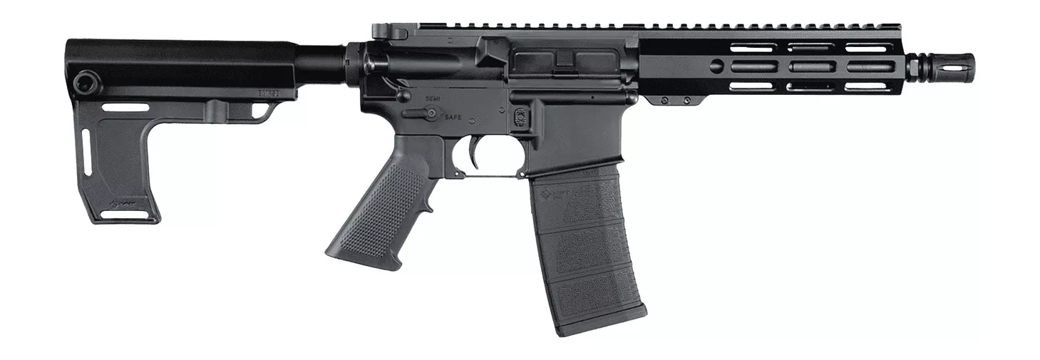 Andro Corp Industries 5568CBMPS ACI-15 CQB 5.56 NATO 30+1 8″ Black Nitride Threaded Barrel, Black Anodized Aluminum Receiver w/Picatinny Rail, M-LOK Handguard, Black Polymer SBA3 Pistol Brace, A2 Grip
