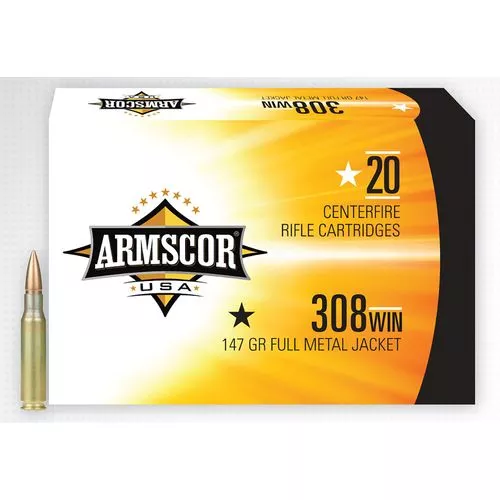 Armscor 50170PH Rifle Ammo308 Win 147 gr Full Metal Jacket (FMJ) 20 Bx/ 25 Cs