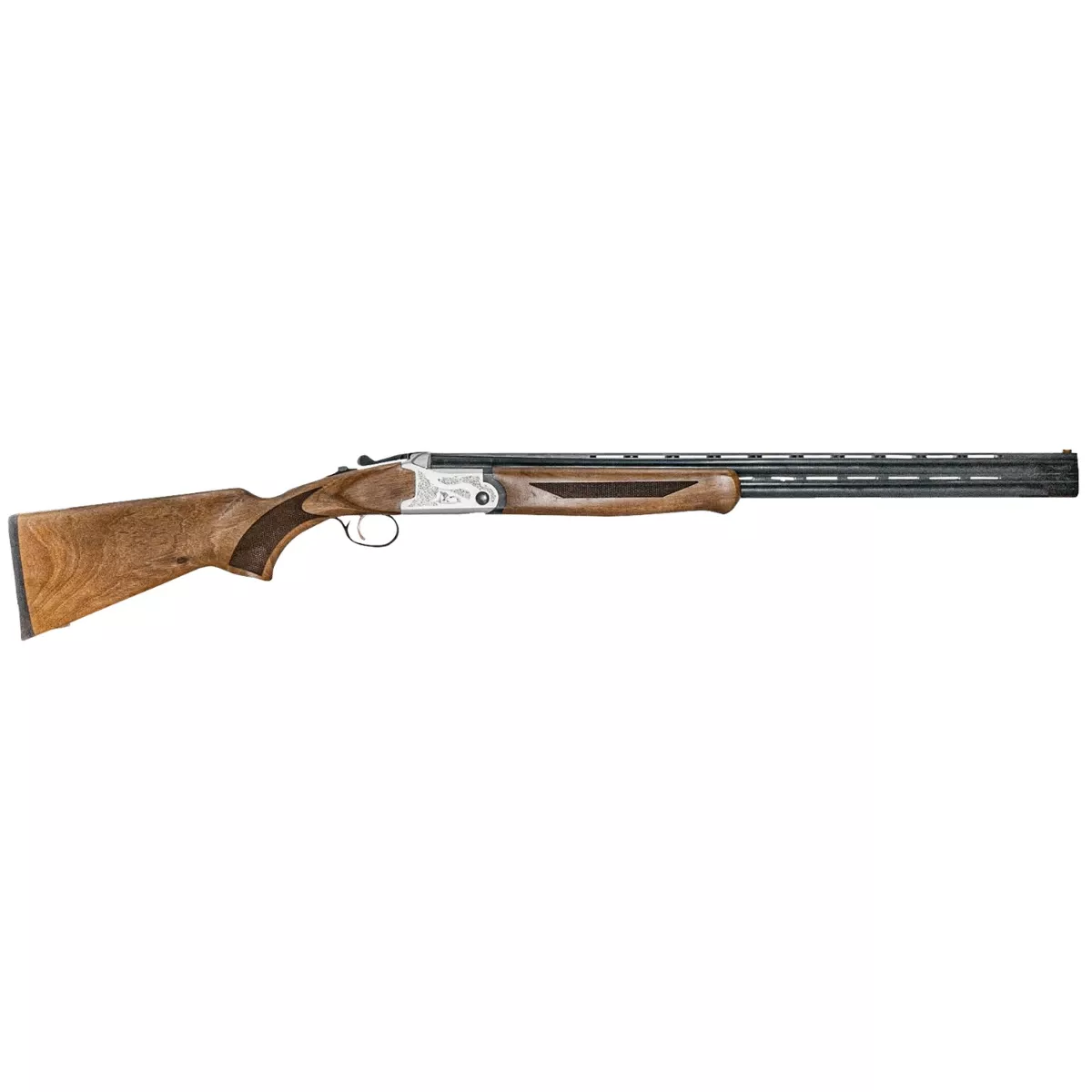 ATI ATIG12CRF28 Crusader Field 12 Gauge 3" 2rd 28" Blued O/U Barrel, Silver Engraved Metal Finish, Oiled Turkish Walnut Stock, Extractor
