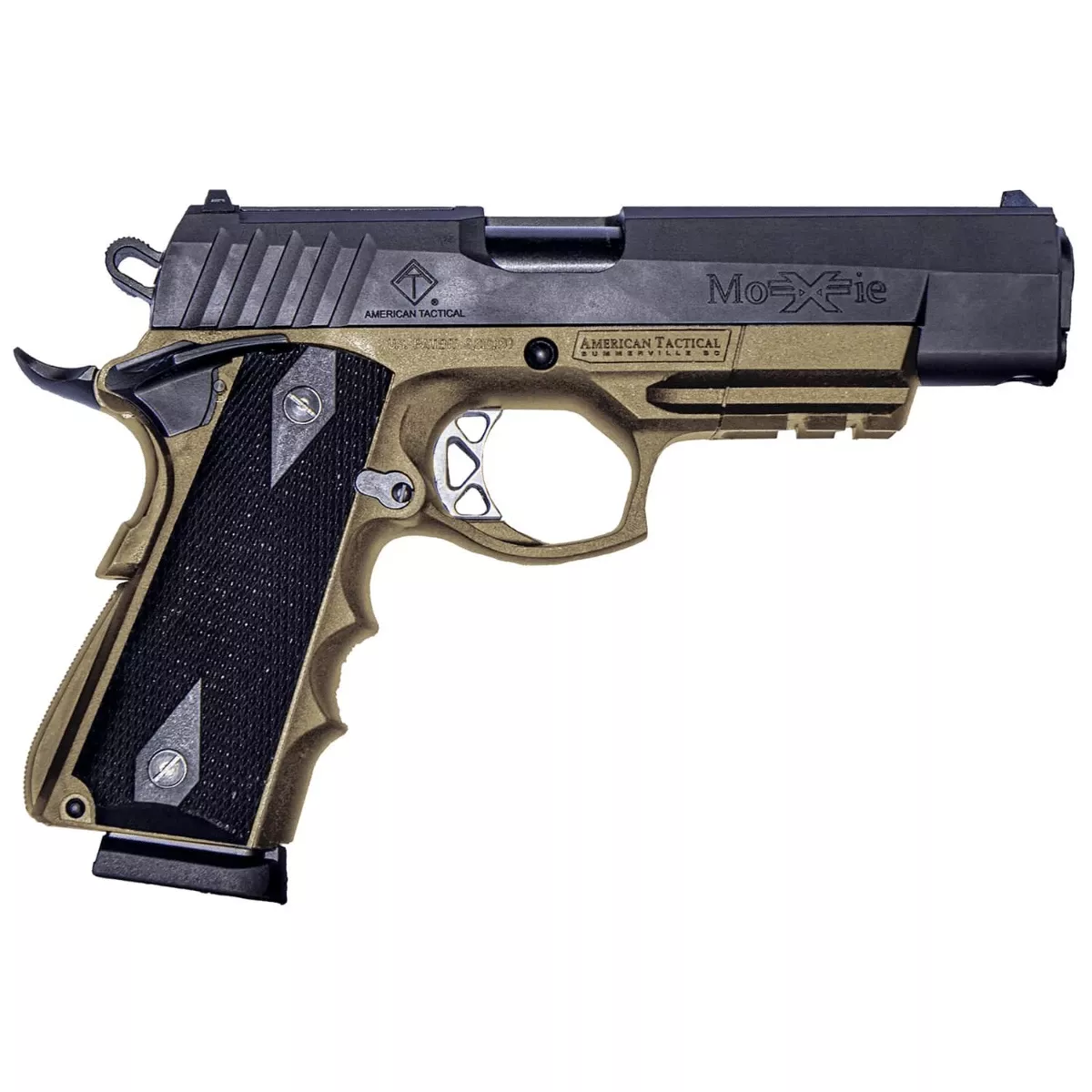 ATI GFXH45MCFDE FXH-45 Moxie 45 ACP 8+1 4.25" Black Nitride Steel Barrel, Serrated Steel Slide, Flat Dark Earth Polymer Frame w/Beavertail & Picatinny Rail, Black Polymer Grip
