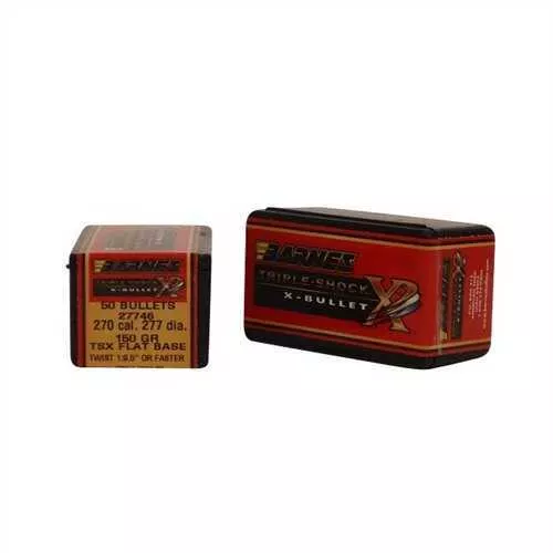 Barnes Bullets 270 Caliber 150 Grain Triple Shok X Flat Base (Per 50) 27746