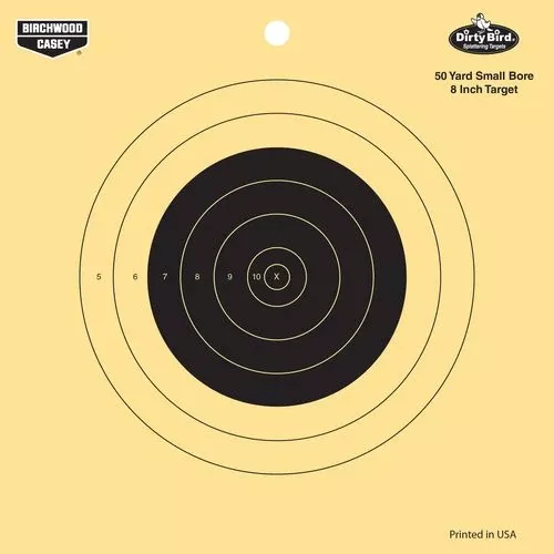 Birchwood Casey 35815 Dirty Bird 50yd Small Bore Bullseye Hanging Tagboard Target 8" 25 Per Pack