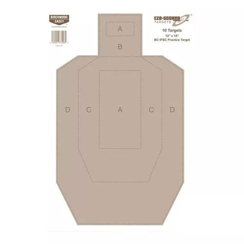 Birchwood Casey 37206 EZE-Scorer IPSC Practice Paper 12" x 18" Silhouette 10 Pack