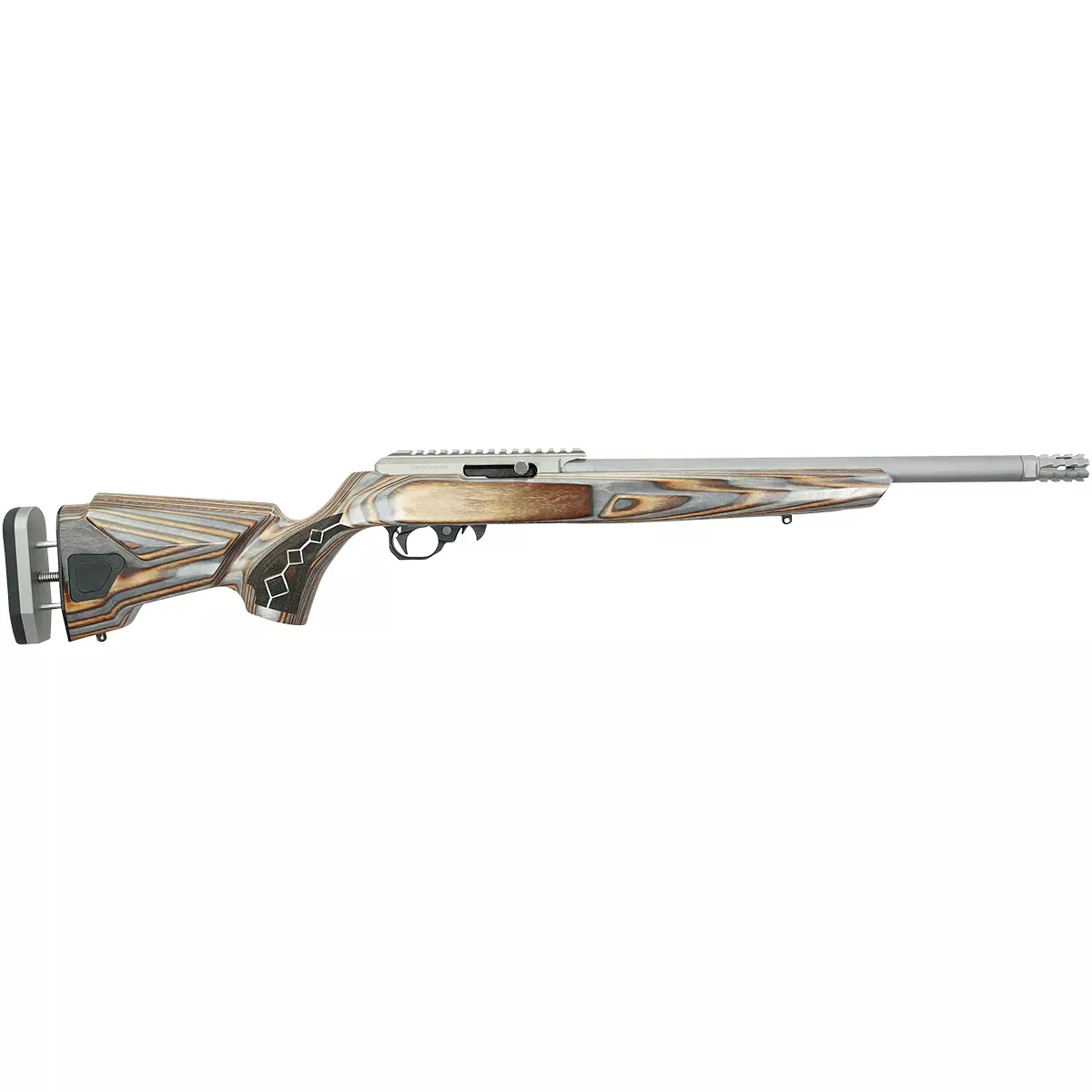 Black Rain Ordnance BRO22DSC Deluxe22 LR 10+1, Stainless Varmint Barrel/Rec, Brown & Gray Laminate Boyd's Agility Stock, Muzzle Brake, Optics Mount