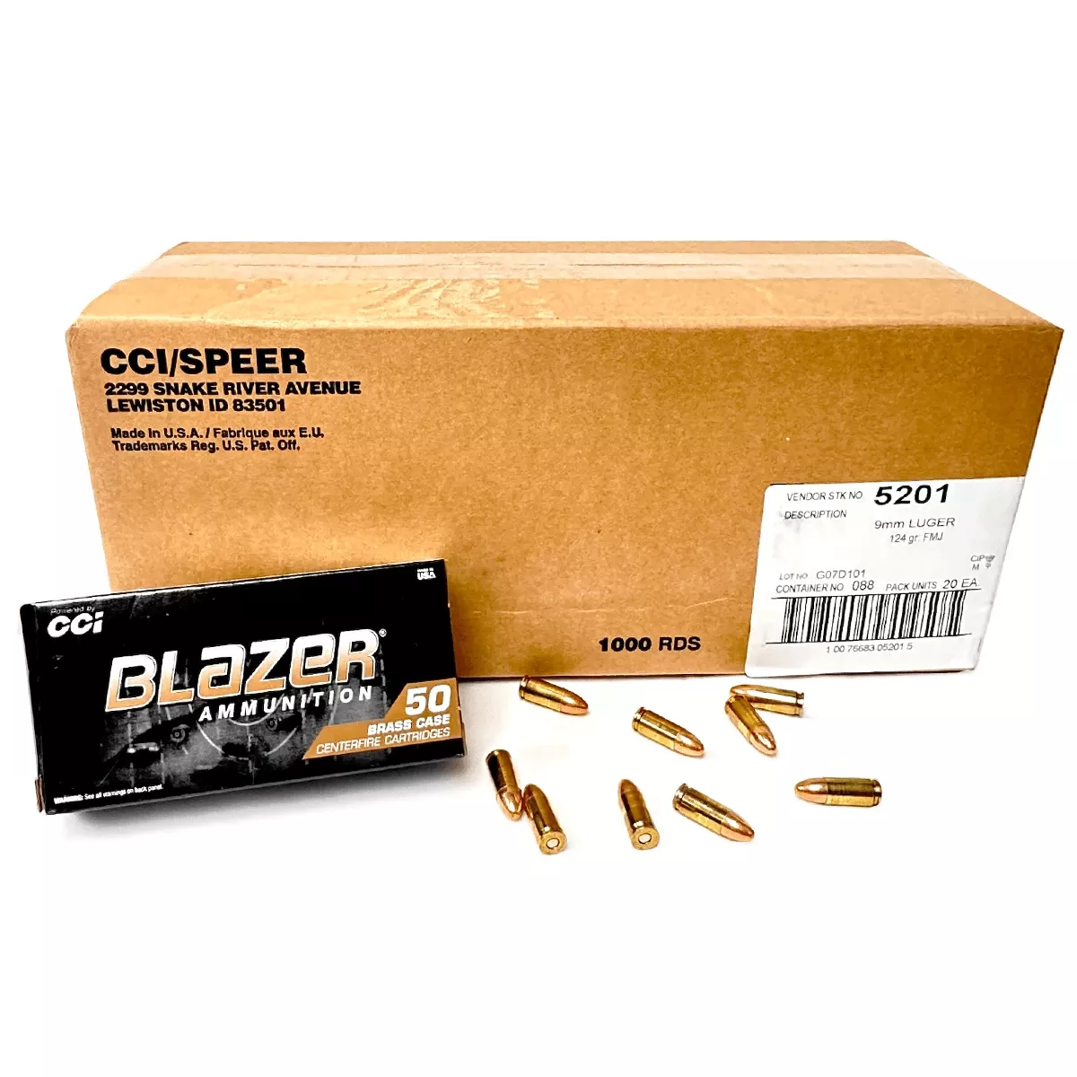 Blazer Brass 9mm 124 Grain FMJ Ammunition 1000 Round Case