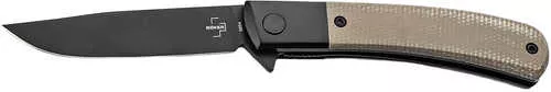 Boker 01Bo931 Modern Gentleman 2.95" Plain Black Nitro-V Blade Green Micarta Handle