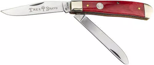 Boker 110830 Trapper Plain D2 Steel Blade Smooth Red Bone Bone Handle
