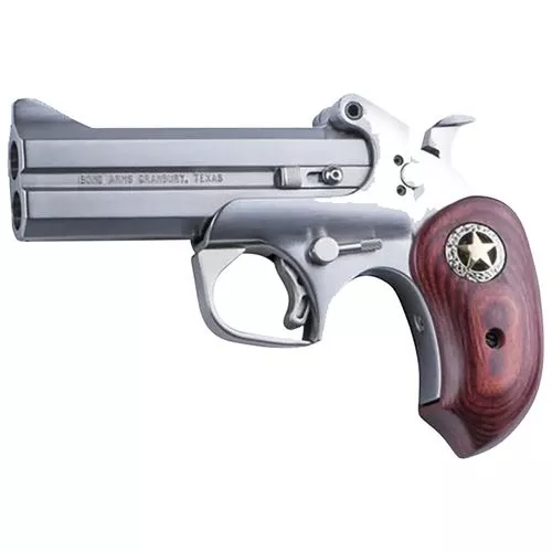 Bond Arms BARR Rustic Ranger45 Colt (LC)/410 Gauge 2 Shot 4.25" Matte Stainless Barrel, Stainless Frame, Rosewood w/Integrated Star Grips