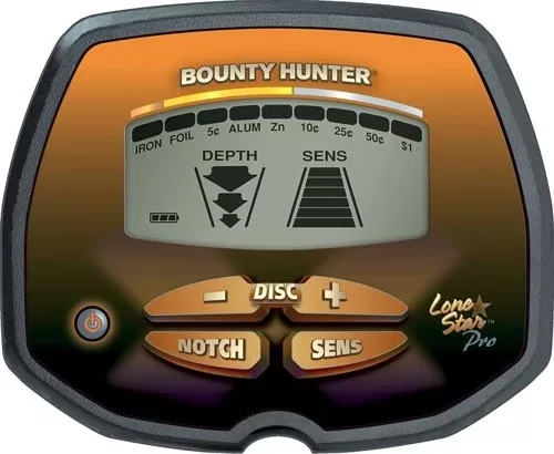 Bounty Hunter Lone Star Pro Metal Detector - 8" Waterproof Searchcoil 7.69 kHz LCD