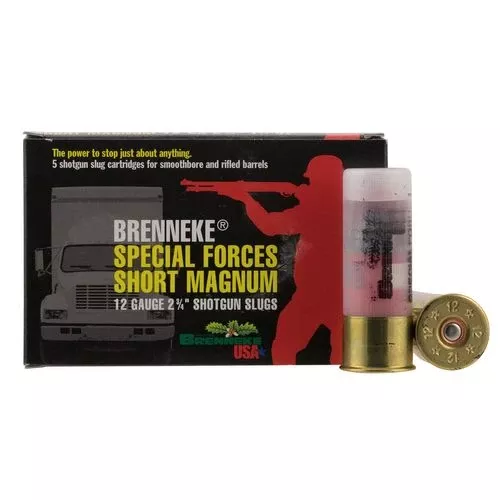 Brenneke SL122SFM Special Forces Short Magnum12 Gauge 2.75" 1 1/4 oz Slug Shot 5 Bx/ 50 Cs