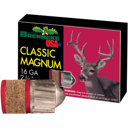 Brenneke SL162CLM Classic Magnum16 Gauge 2.75" 1 oz Slug 5 Bx/ 50 Cs