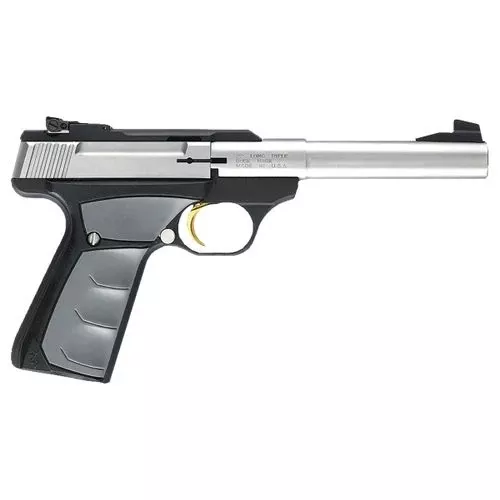 Browning 051483490 Buck Mark Camper *CA Compliant 22 LR 10+1 5.50" Tapered Bull Barrel, Matte Stainless Serrated SS Slide, Matte Black Aluminum Frame & Gray Overmolded Grips