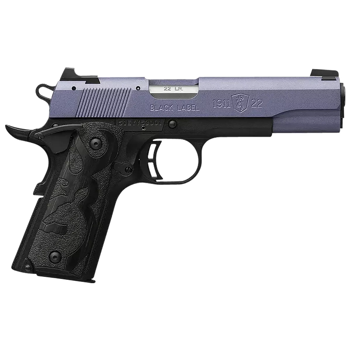 Browning 051893490 1911-22 Black Label Full Size Frame 22 LR 10+1, 4.25" Matte Stainless Steel Barrel, Crushed Orchid Cerakote Serrated Slide, Matte Black Polymer Frame w/Beavertail, Black Laminate Wood Grip