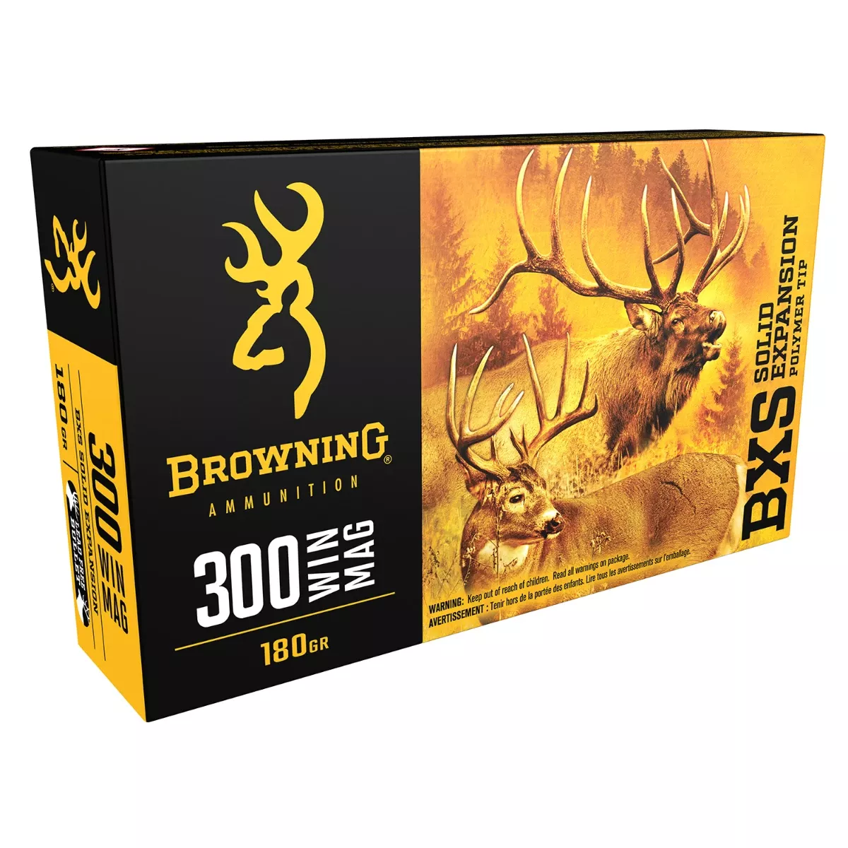 Browning BXS Copper Expansion 300Win Mag Ammunition - 180gr Lead Free Solid Expansion Polymer Tip - 20 Per Box/10 Case - B192403001