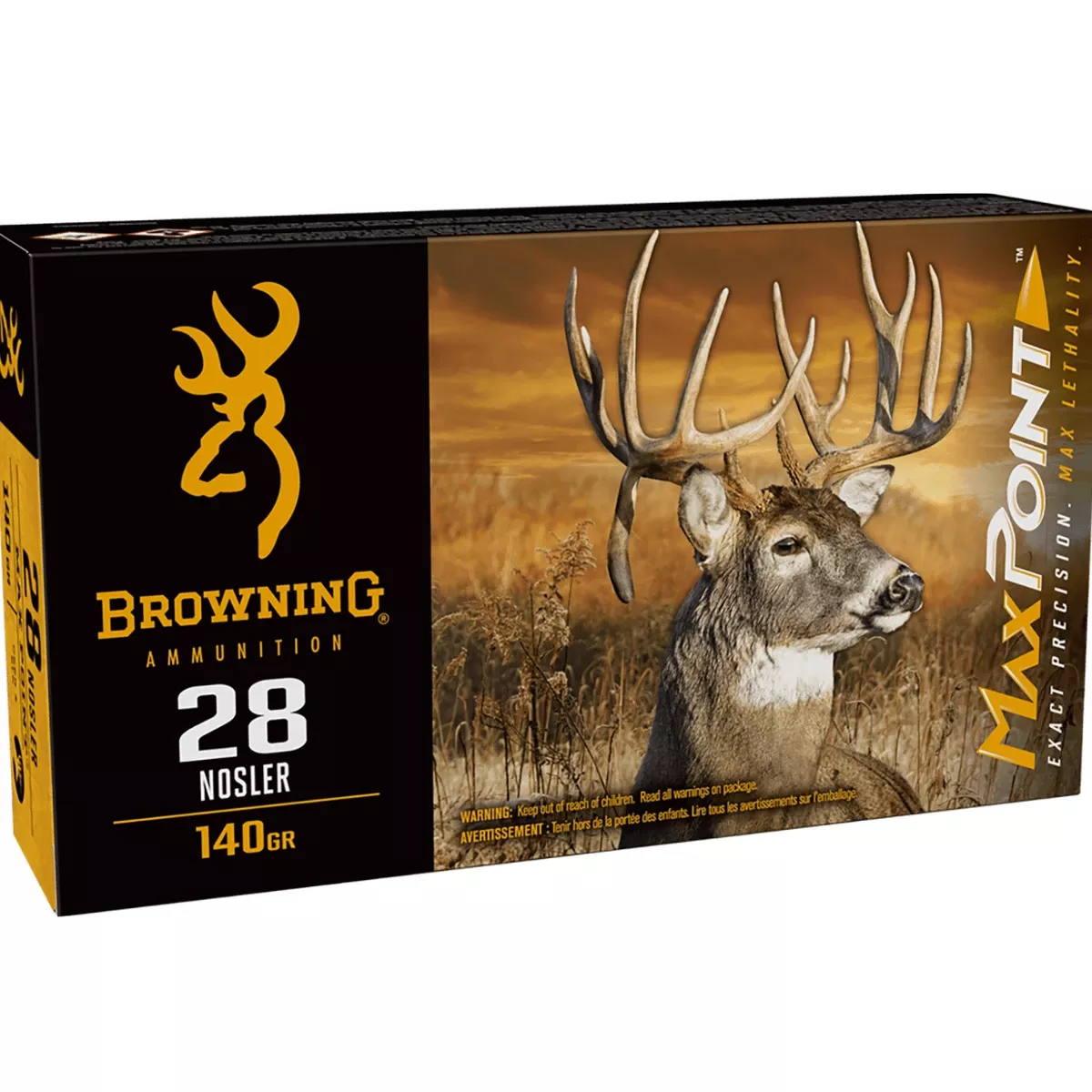 Browning Max Point 28 Nosler, 140 grain - 20 Per Box - B192100282