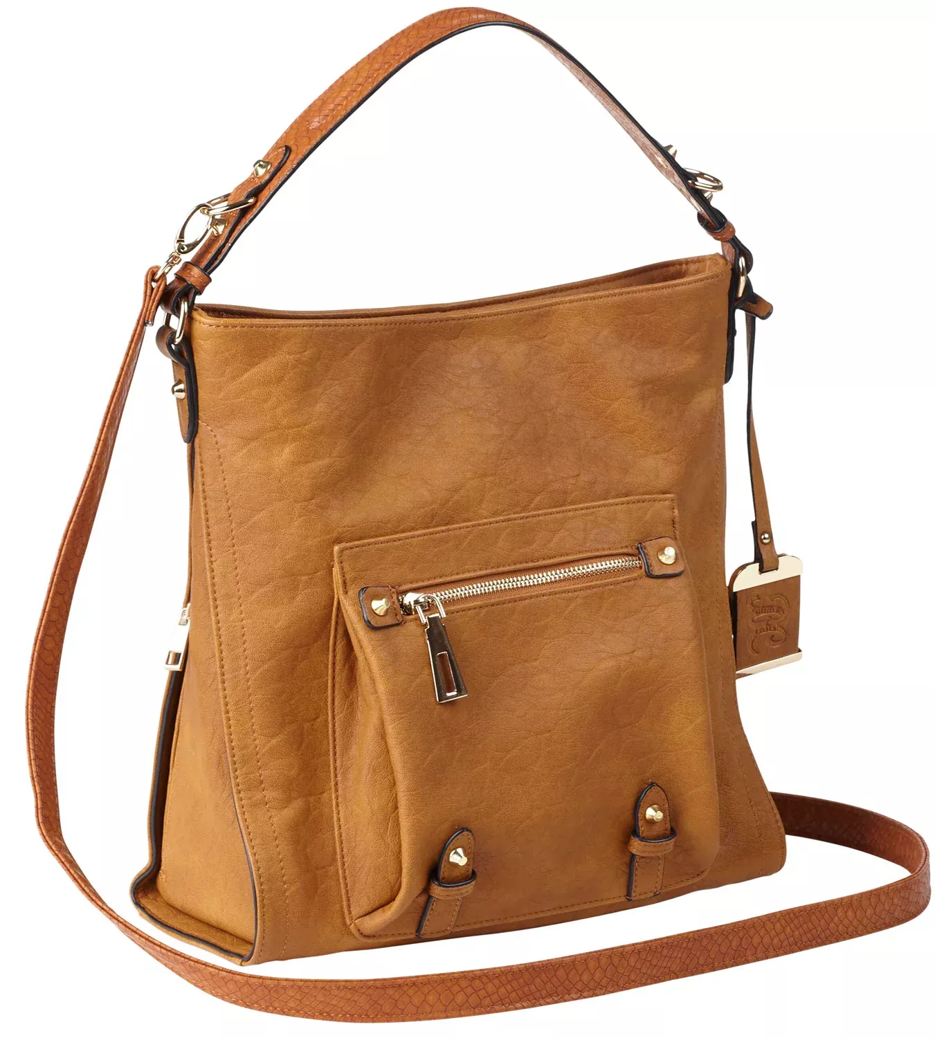 Bulldog Hobo Anna Concealed Carry Purse Cognac Leather w/ Universal Holster