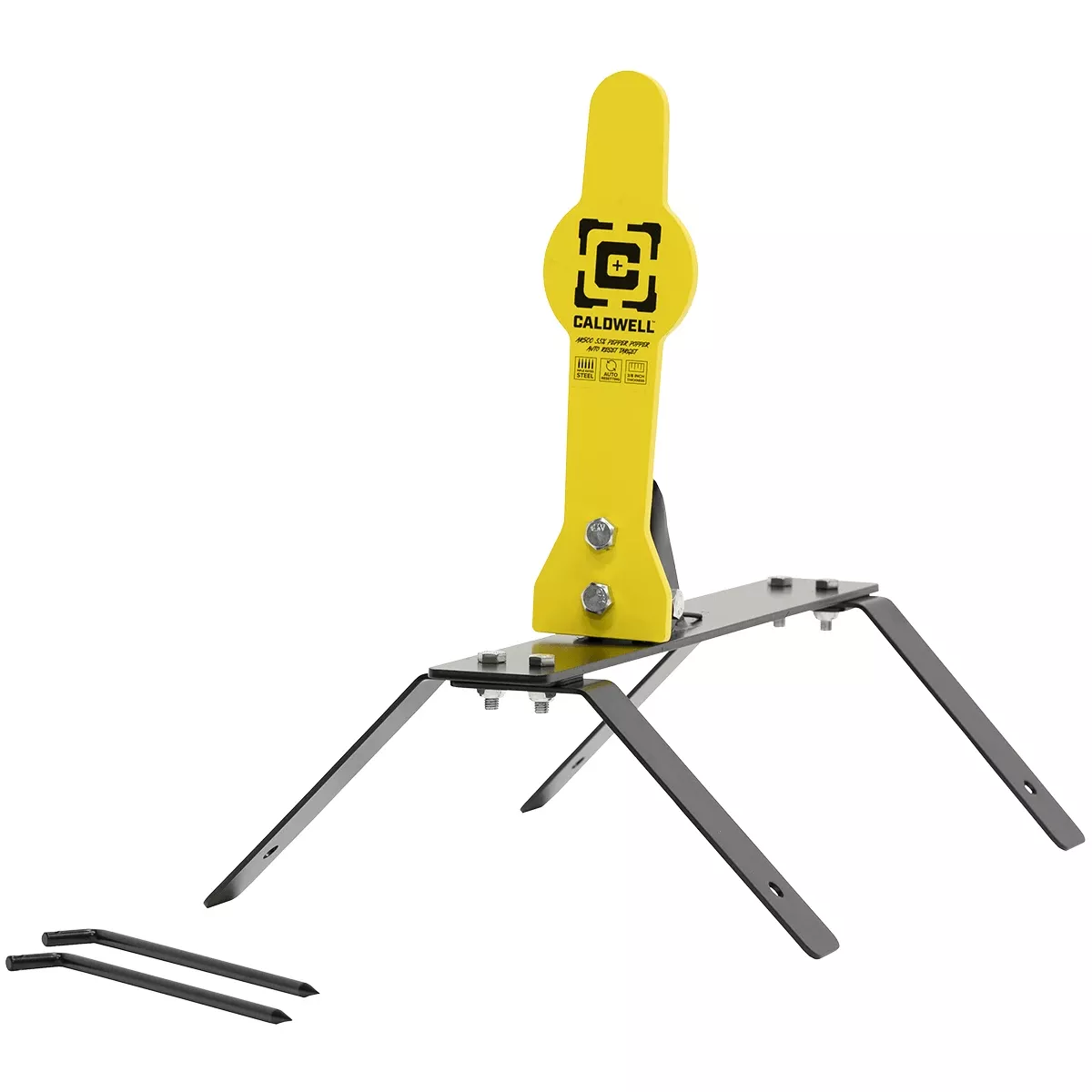 Caldwell 1178560 AR500 Auto Reset Centerfire Pepper Popper Yellow AR500 Steel