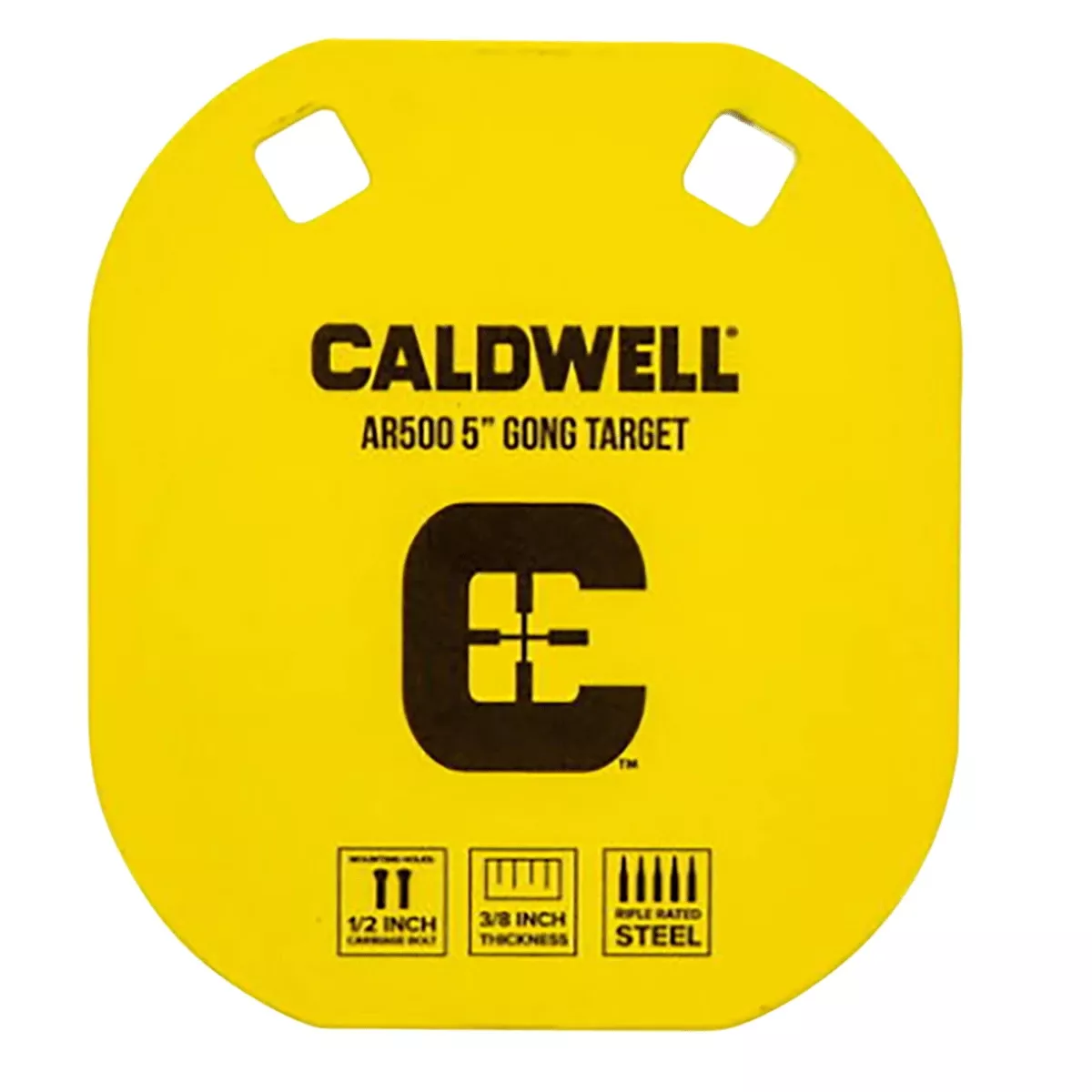 Caldwell AR500 5" Gong,0.38" Thick Hanging Yellow Metal Target - 1116700