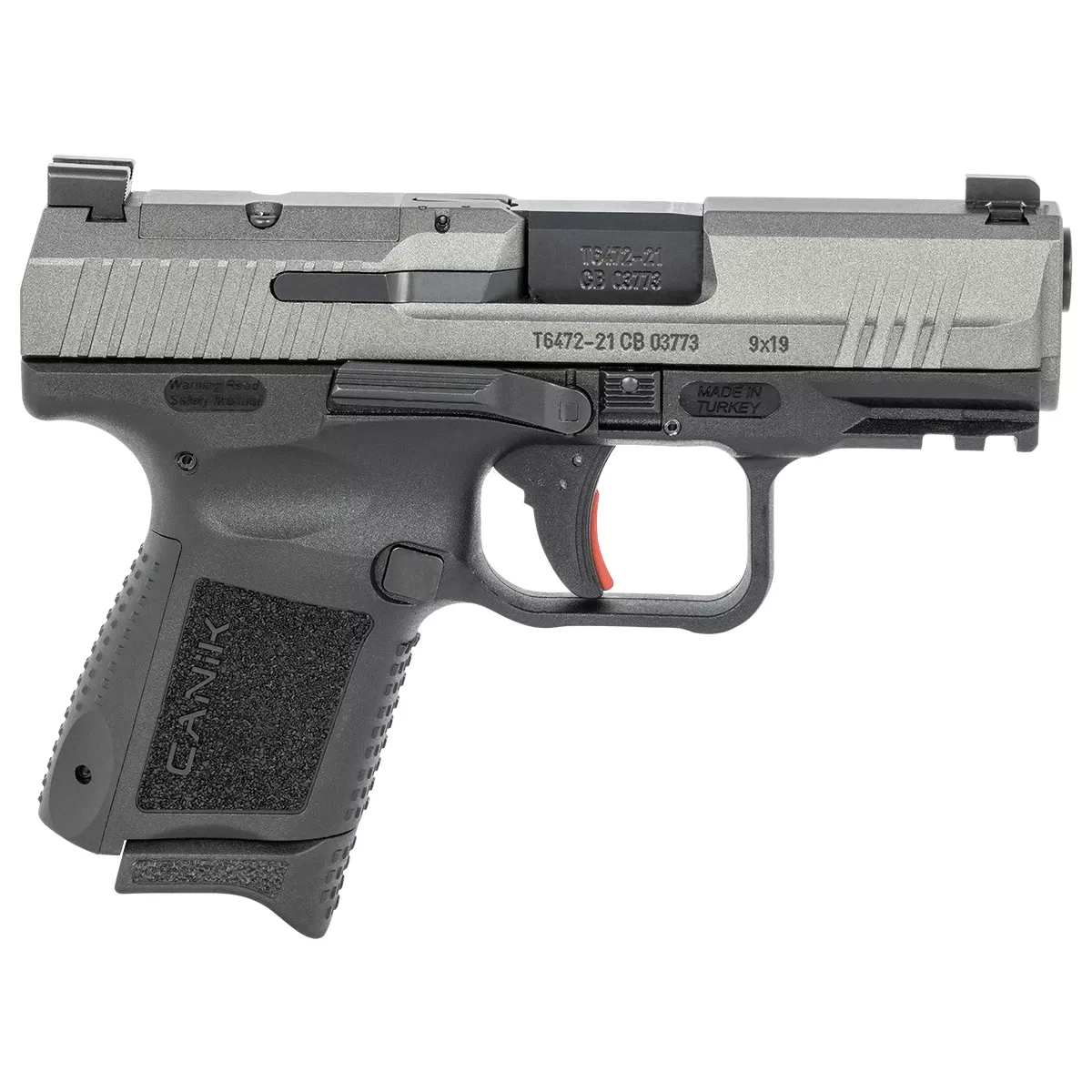 Canik HG6597TN TP9 Elite Sub-Compact 9mm Luger 15+1/12+1 3.60" Black Nitride Match Grade Barrel, Tungsten Gray Cerakote Optic Ready/Serrated Steel Slide, Black Polymer Frame w/Picatinny Rail, Black Interchangeable Backstrap Grip