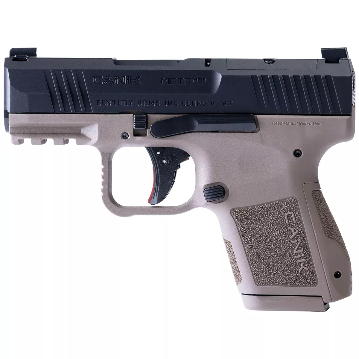 Canik HG7620BDN MC9 9mm Luger 12+1/15+1 3.18" Black Steel Barrel, Tennifer w/Black Cerakote Optic Ready/Serrated Slide, Flat Dark Earth Polymer Frame w/Picatinny Rail, Textured Flat Dark Earth Polymer Grips