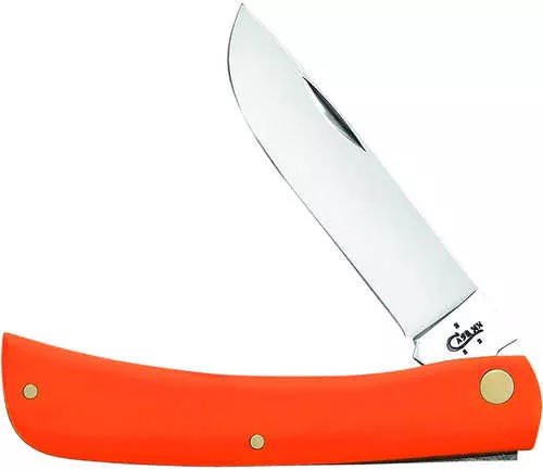 Case 80512 Sod Buster 3.75" Folding Skinner Plain Mirror Polished Tru-Sharp SS Blade/Smooth Orange Synthetic Handle