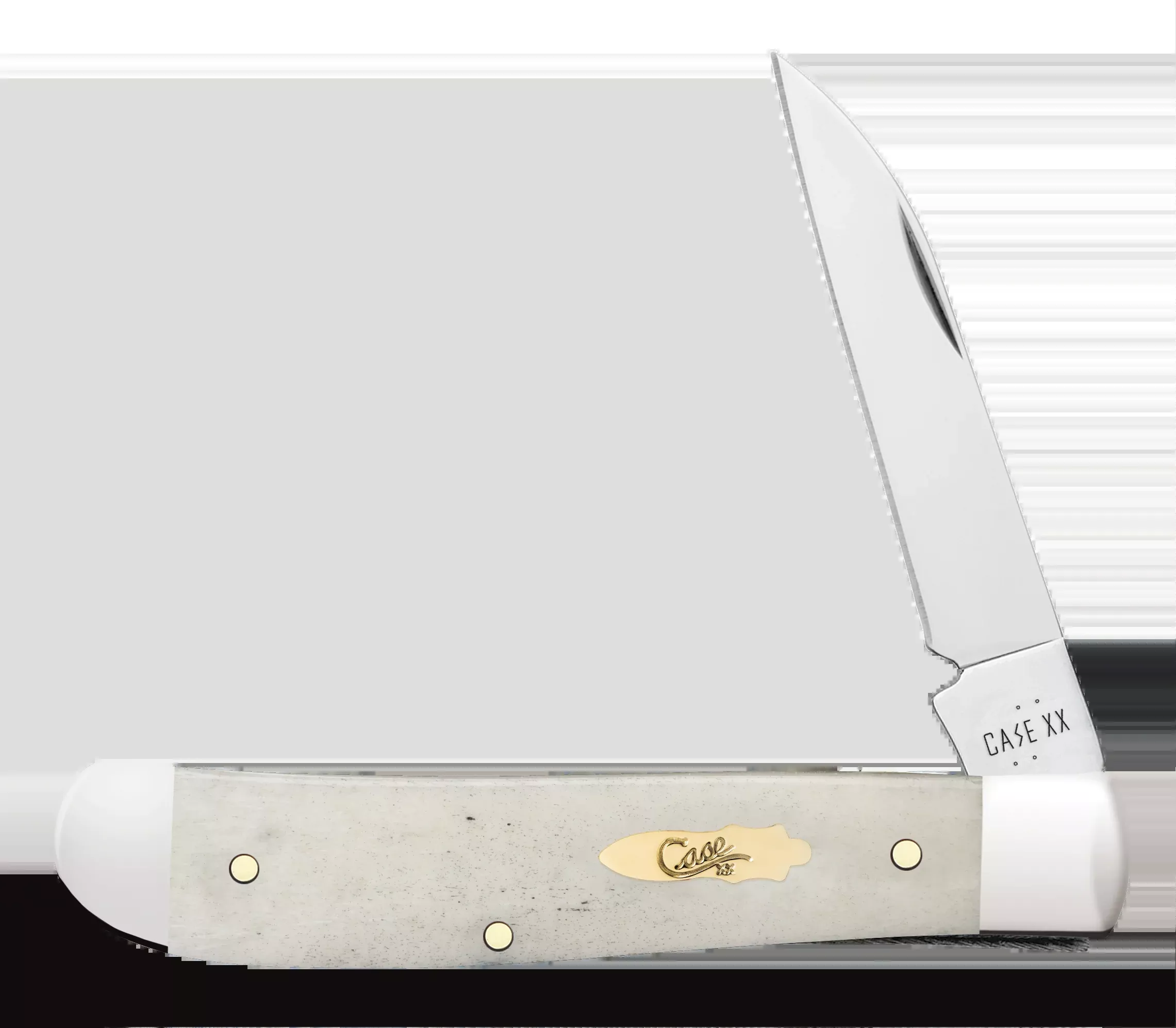 Case Mini Trapper 3.5" Closed Clip Point/Spey Plain Tru-Sharp SS Smooth Natural Bone Folding Knife