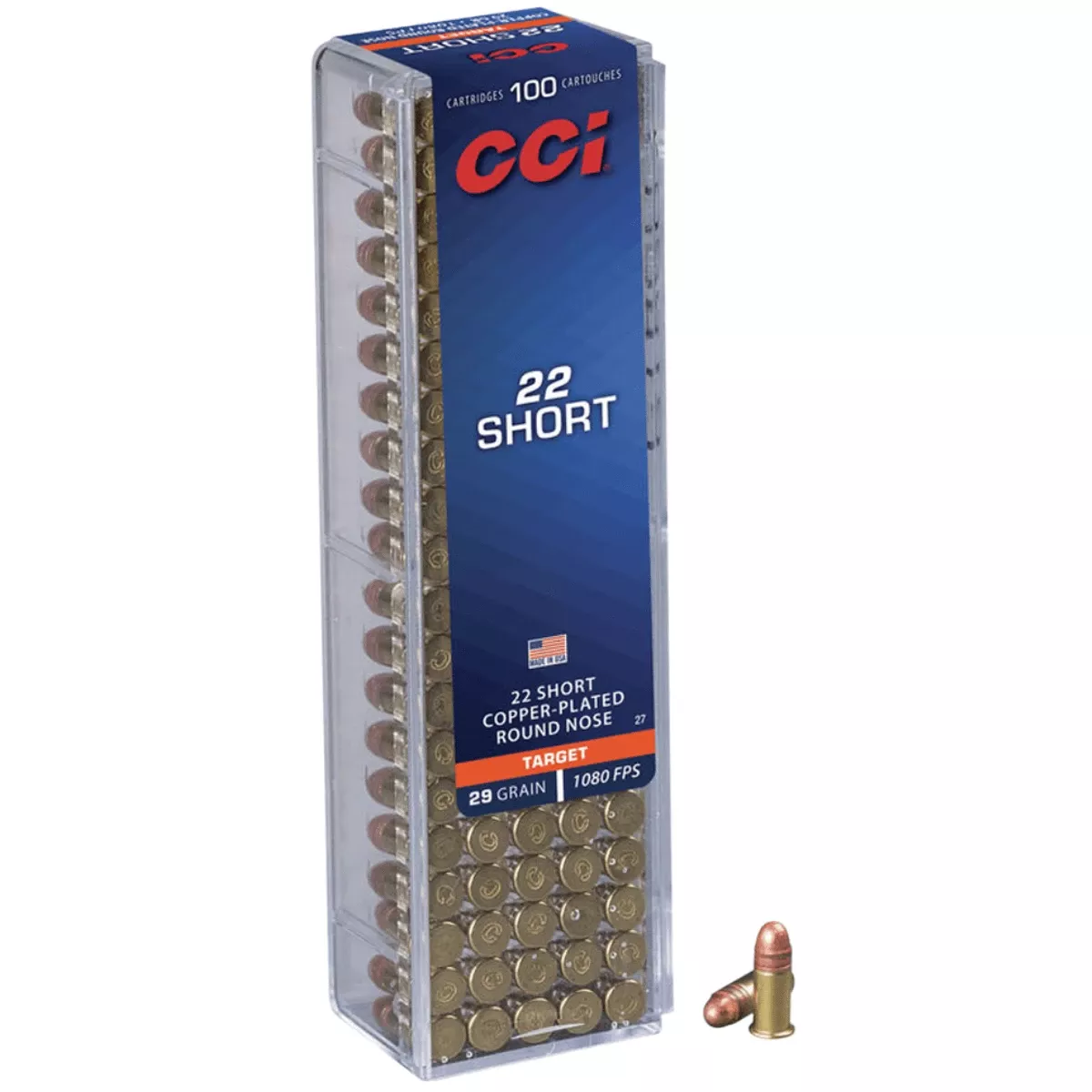CCI Target Rimfire 22 Short Copper Plated Round Nose 29 grain, 100 Per Box - 0027