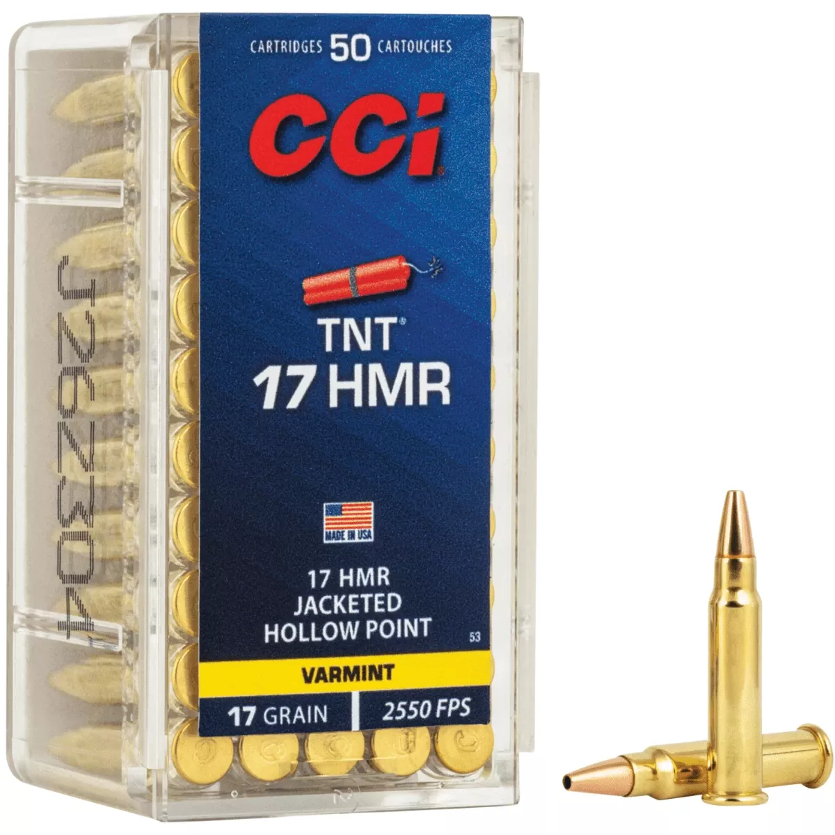 CCI TNT 17 HMR Jacketed Hollow Point 17 grain, 50 Per Box - 0053
