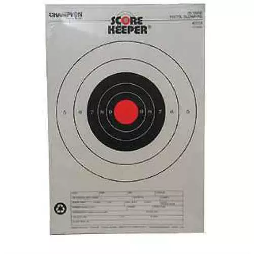 Champion Traps & Targets Orange Bullseye Scorekeeper 25 Yard Pistol Slow Fire 12 Pack 45723