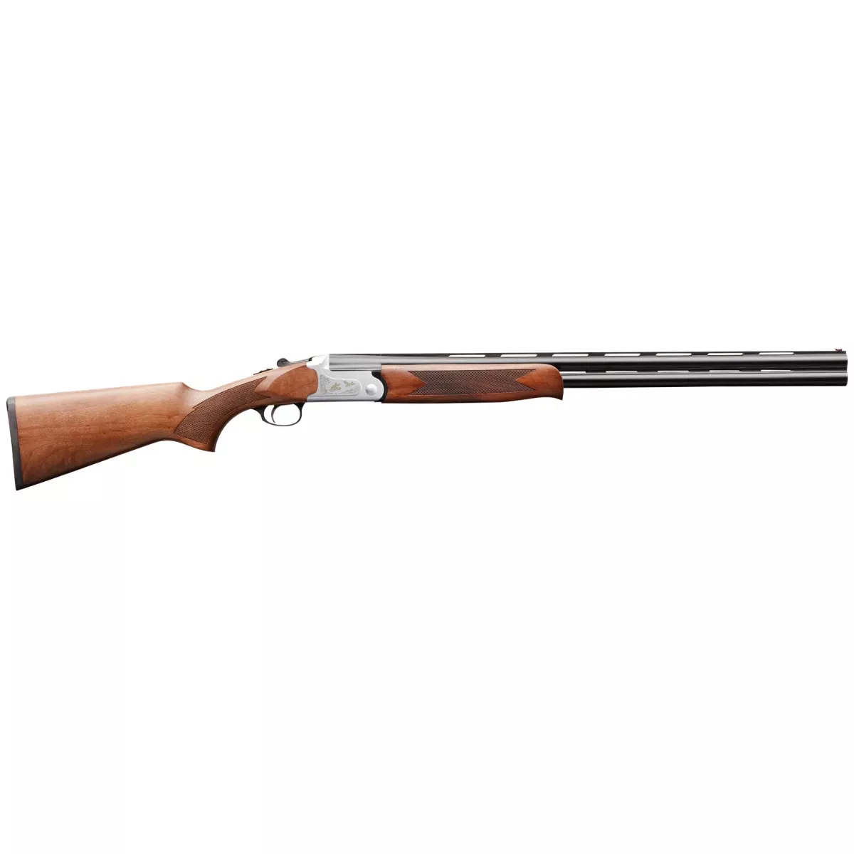 Charles Daly 202 410 Gauge Shotgun with 26" Blued Vent Rib Barrel, Silver Engraved Steel Receiver, and Fixed Walnut Wood Stock - 930218