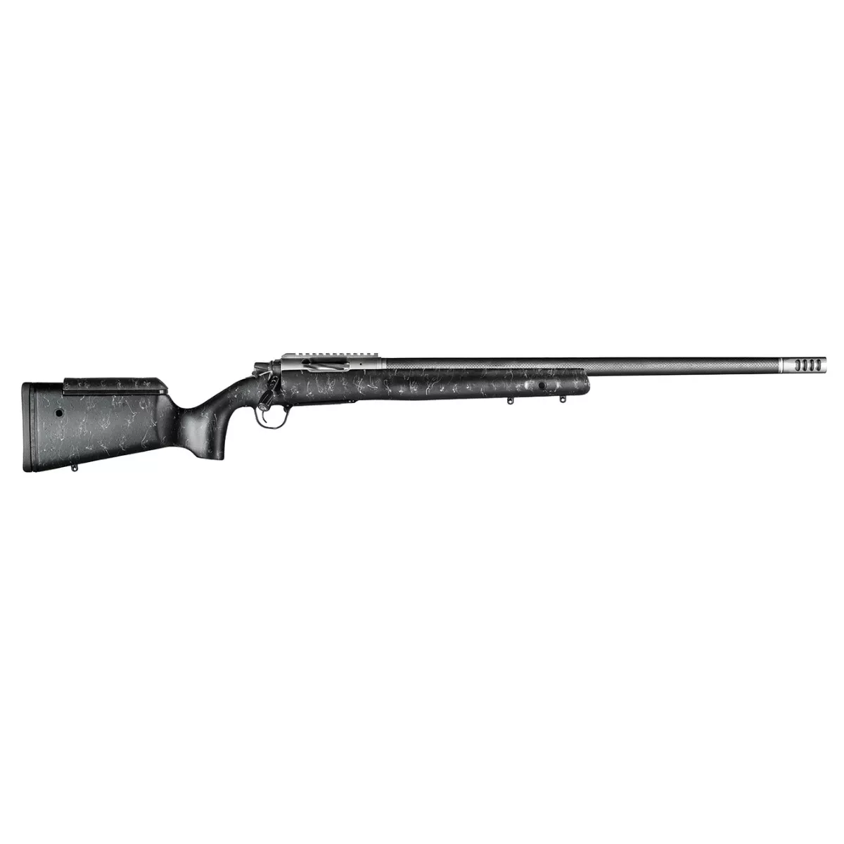 Christensen Arms ELR 6.5 Creedmoor Rifle with 26" Target Profile Carbon Fiber Barrel, Black Nitride Finish, Black with Gray Webbing Stock - CA10266H75261