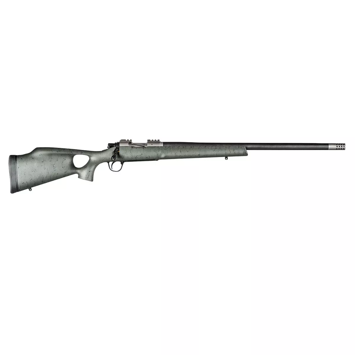 Christensen Arms Summit TI Full Size 6.5 Creedmoor Rifle with 24" Natural Titanium Steel Threaded Barrel, Natural Titanium Aluminum Receiver, Black with Gray Webbing Fixed Sporter Stock - CA10268H14231