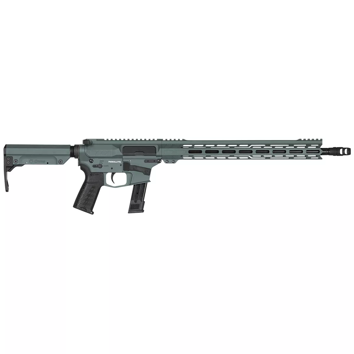 CMMG 92AE6FBCG Resolute MK17 9mm Luger 16.10" 21+1 Charcoal Green Cerakote Aluminum Rec Chrome Moly Barrel Black Adjustable RipStock Right Hand