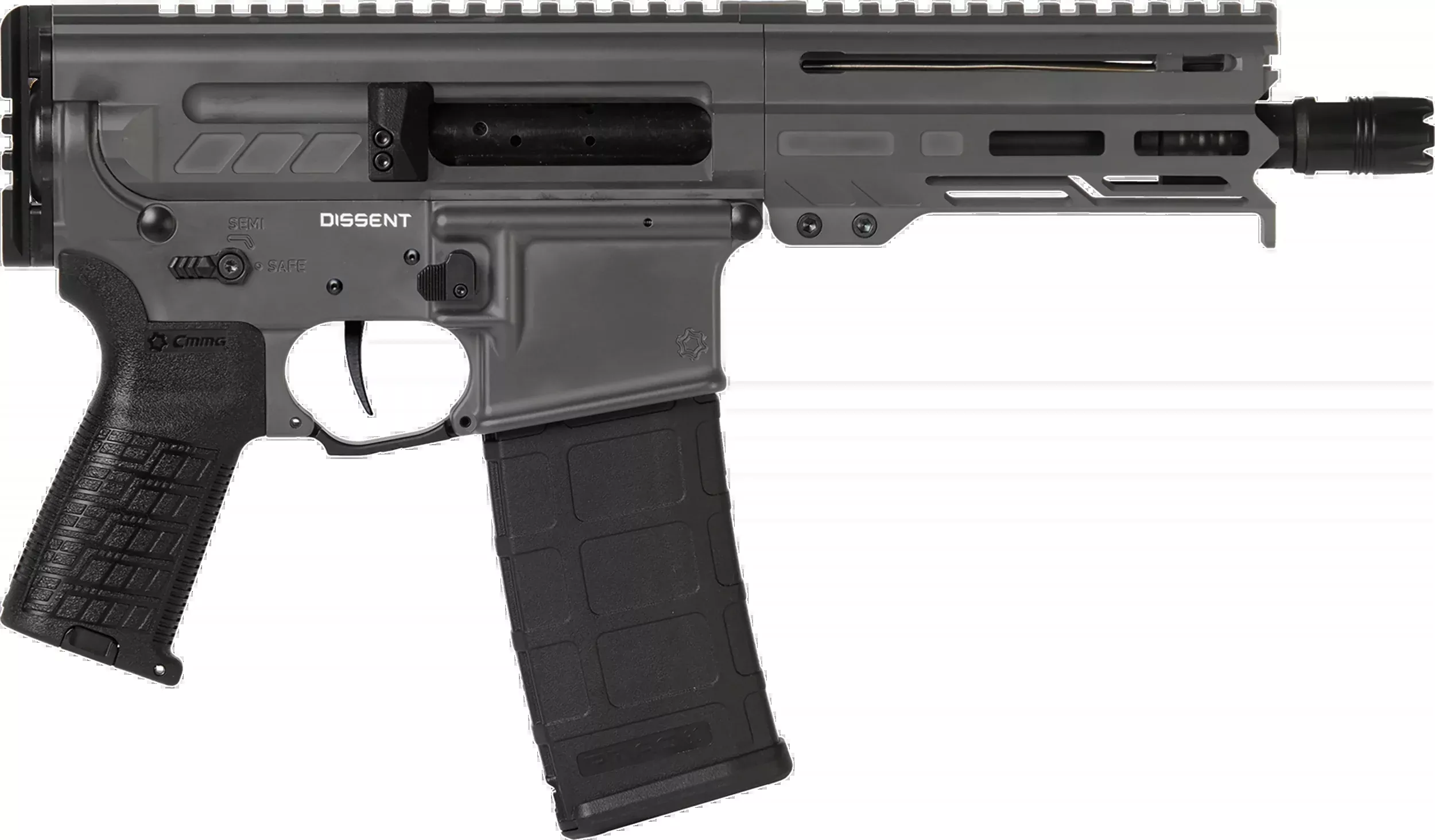 CMMG Dissent Mk4 300 Blackout 6.5" 30+1 Semi-Auto Pistol - Tungsten Gray