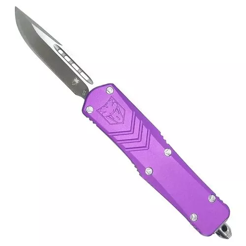 Cobra Tec Knives SPURFSXSDNS FS-X Small 2.50" Drop Point Plain D2 Steel Purple Aluminum Handle OTF