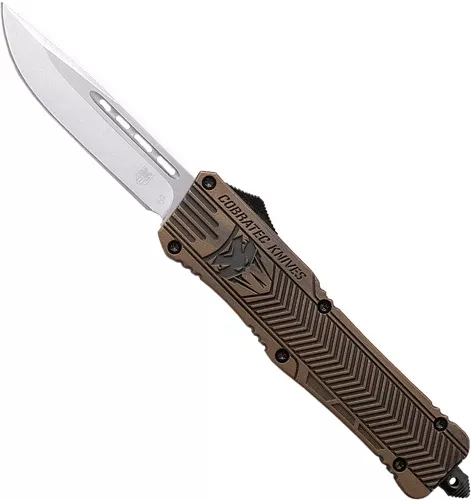 CobraTec Knives CTK-1 Medium 3" OTF D2 Steel Drop Point Bronze Cerakote Aluminum Handle