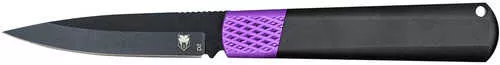 CobraTec Knives CTWOLVERINEBLK Gideon 3" Folding Plain Black Stonewashed D2 Steel Blade, 4.25" Black/Purple Aluminum Han