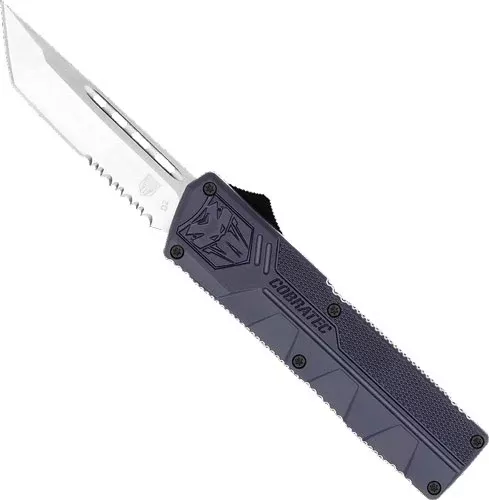 CobraTec Knives Lightweight OTF NYPD Blue 3.25" Tanto Serrated D2 Steel Automatic