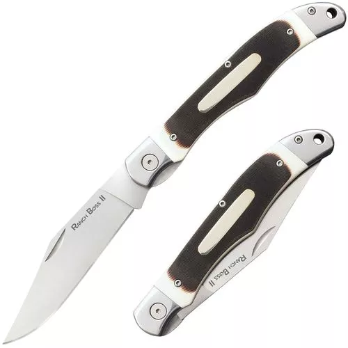 Cold Steel CS20NPM1 Ranch Boss II 4" Folding Clip Point Plain SK5 Blade Faux Sawed Bone Handle